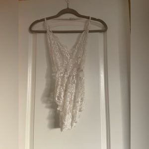 White Lace Teddy Open Back
